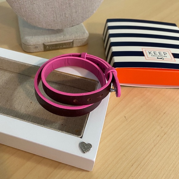 KEEP Collective Croc-Embossed Double Leather Brand - fuchsia and burgundy - Picture 2 of 2